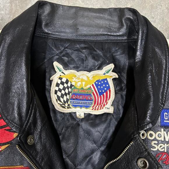Vintage 90s Dale Earnhardt Sr Leather Jacket Jeff Hamilton brand size XL - Picture 5 of 7